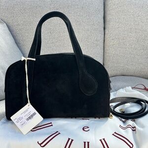 NWT Liffner Black Suede Mini Bowling Bag